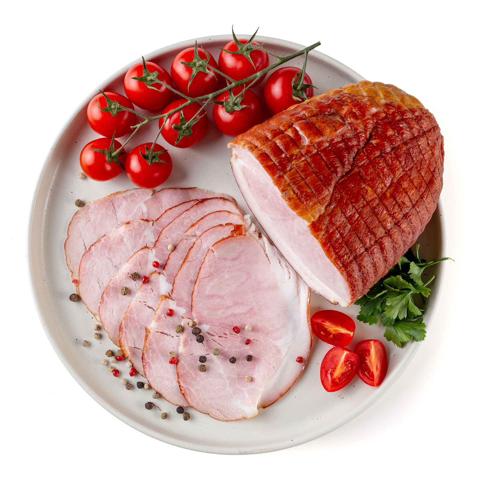 Sunca de Paste legata flatlay Șuncă de Paște legată